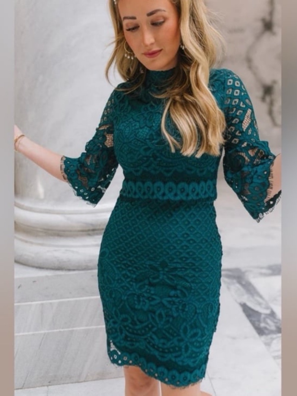 Ivy City Co emerald lace dress